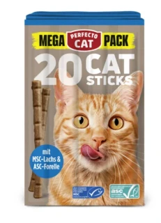 Perfecto Cat Mega pack 20ks tyčinky pro kočky s lososem a pstruhem 100g