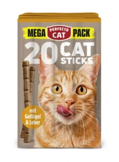 Perfecto Cat Mega pack 20ks tyčinky pro kočky s drůbežím masem a játry 100g